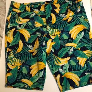 Sz 16 Old Navy Pixie Banana Palm & Lime Blue Bermuda Shorts